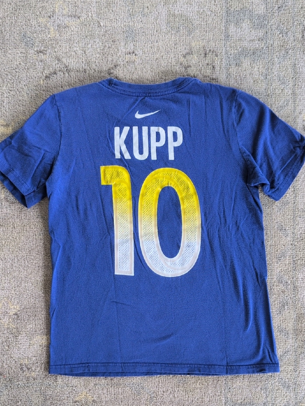 Nike Blue Kids' KUPP 10 Short Sleeve Tee with Yellow-White Number